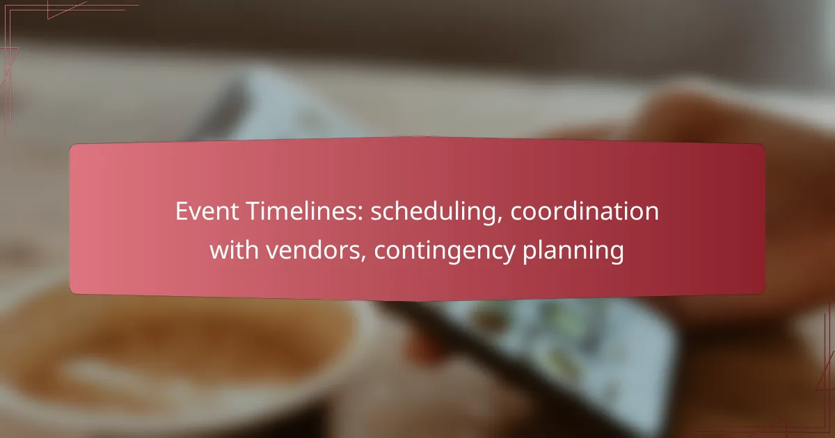 Event Timelines: scheduling, coordination with vendors, contingency planning