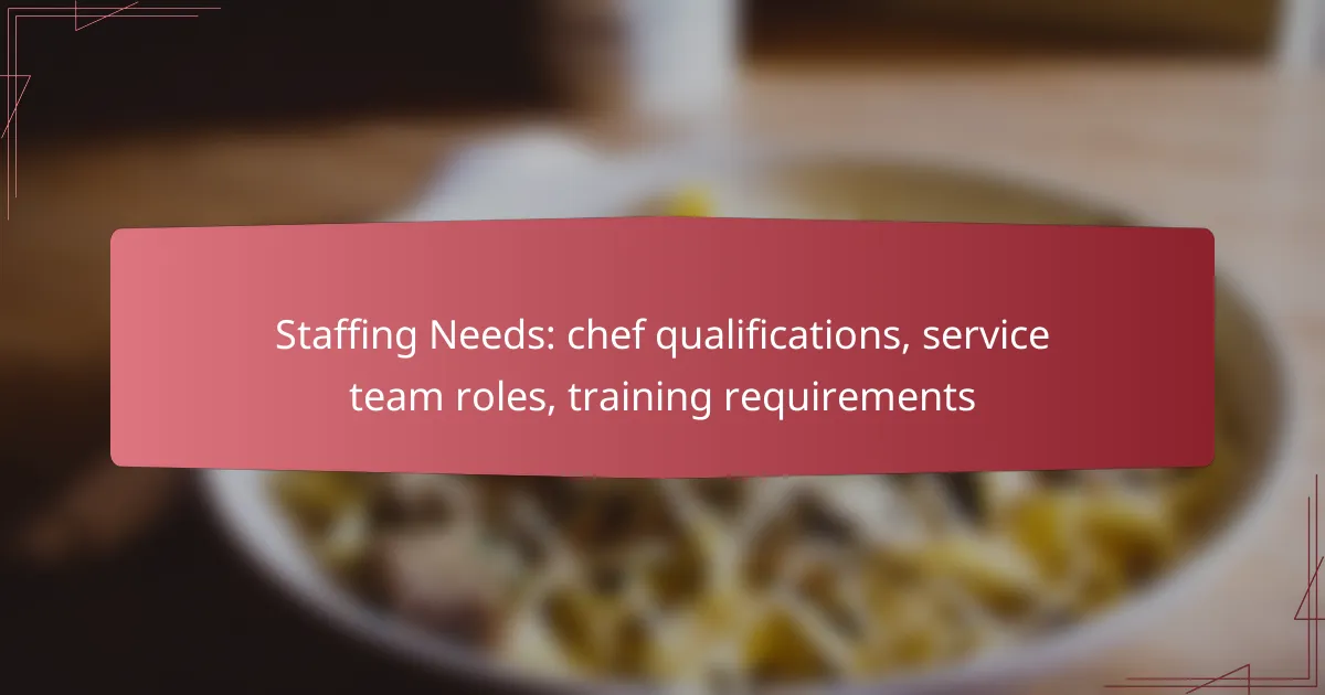 Staffing Needs: chef qualifications, service team roles, training requirements