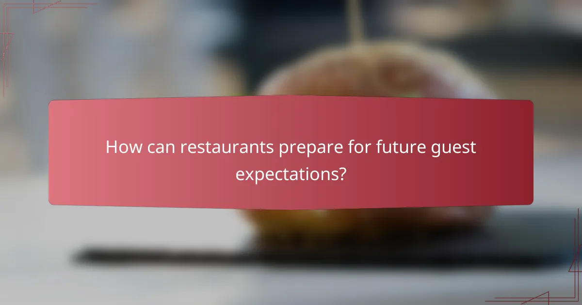 How can restaurants prepare for future guest expectations?