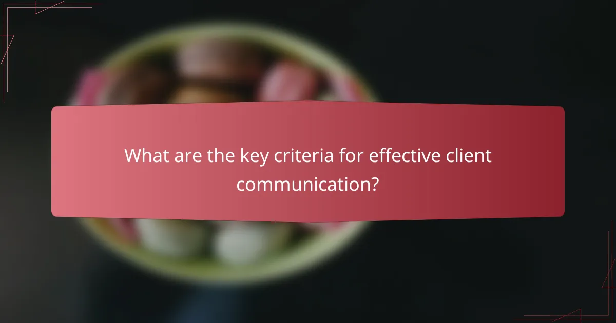 What are the key criteria for effective client communication?